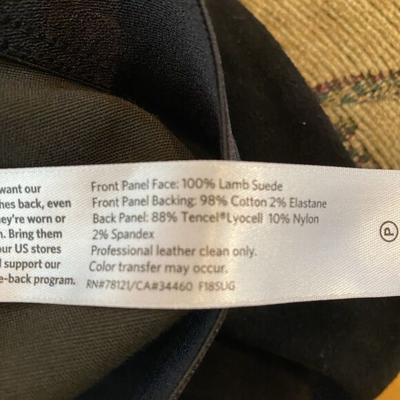 Eileen‎ Fisher Lamb Leather Suede Pants Small Black Pull On Stretch Soft - Picture 4 of 9